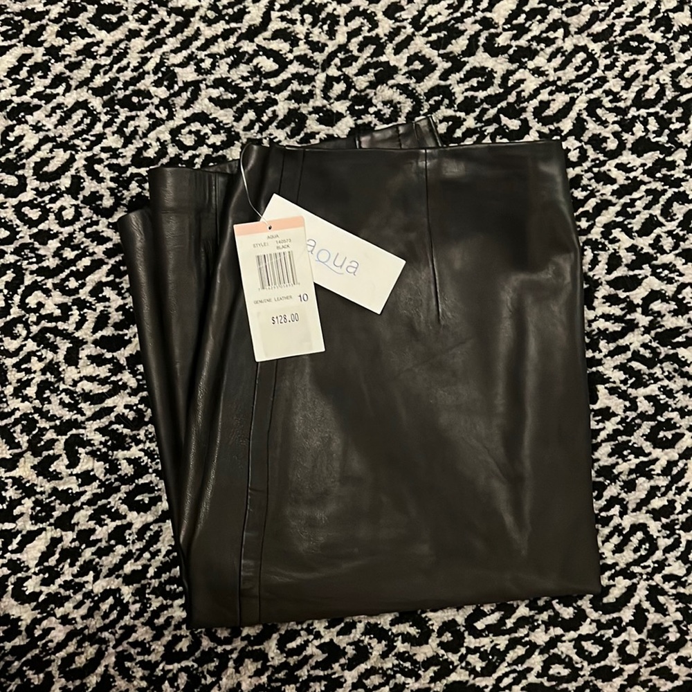Aqua leather skirt